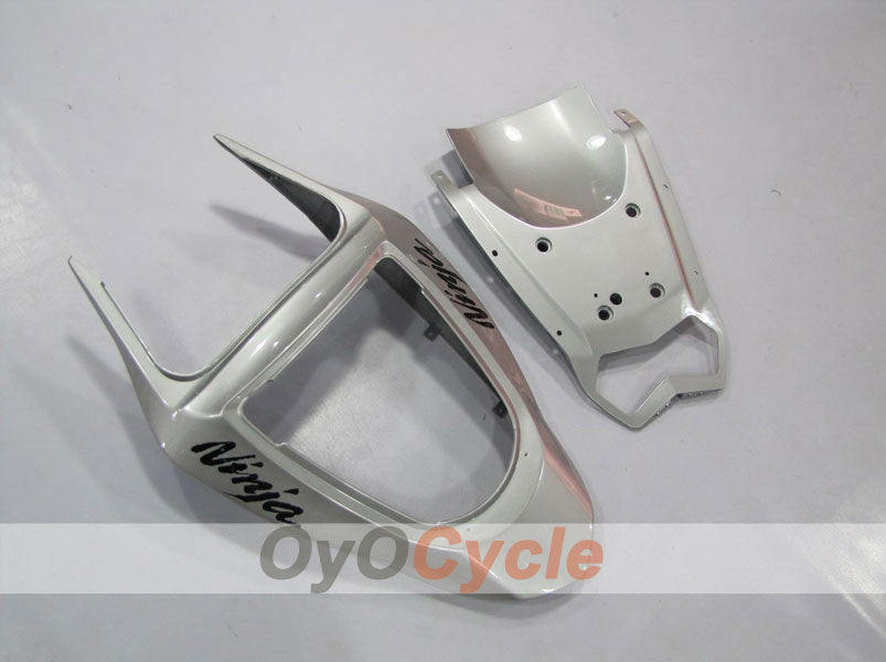 Kit de carénage à injection pour NINJA ZX-6R 03-04 - Bleu, argent - Flammes #OYO87901797