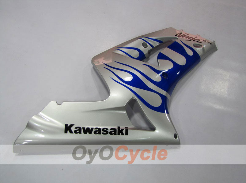 Kit de carénage à injection pour NINJA ZX-6R 03-04 - Bleu, argent - Flammes #OYO87901797
