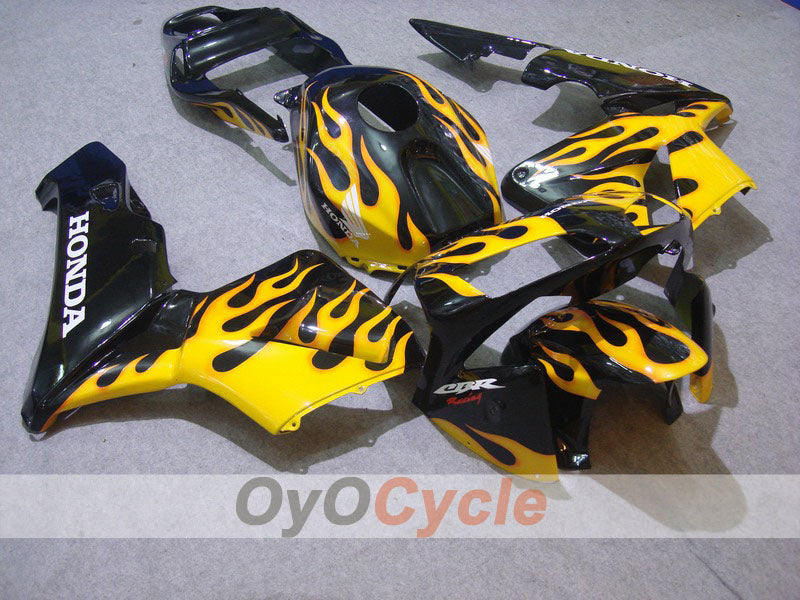 Kit de carénage injecté pour CBR600RR 03-04 - Jaune, noir - Flamme #OYO87902518 Image principale du produit