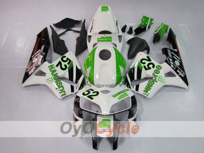 Kit de carénages injectés pour CBR600RR 05-06 - Vert, blanc, noir - HANN Spree #OYO87900250