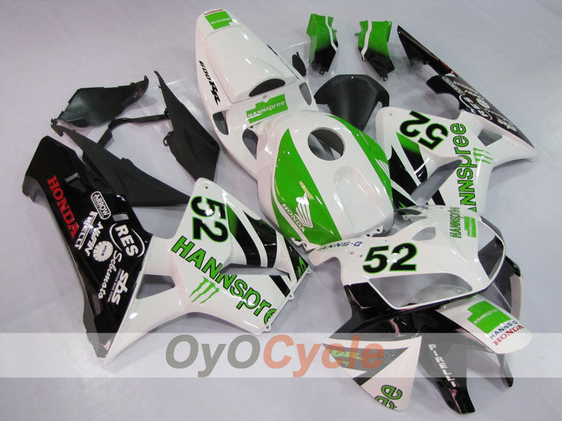 Kit de carénages injectés pour CBR600RR 05-06 - Vert, blanc, noir - HANN Spree #OYO87900250