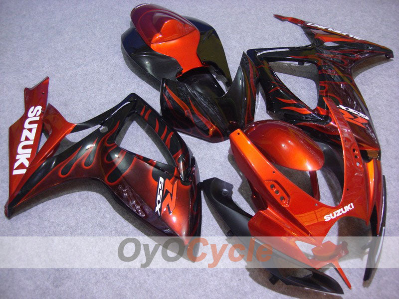 Kit de carénage injecté pour GSX R750 06-07 - Orange, noir - Flamme #OYO87901289