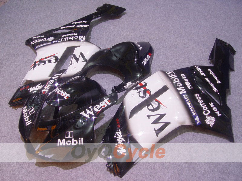 Kit de carénage moulé par injection pour NINJA ZX-6R 07-08 - Blanc, Noir - West #OYO87901974 Image principale du produit