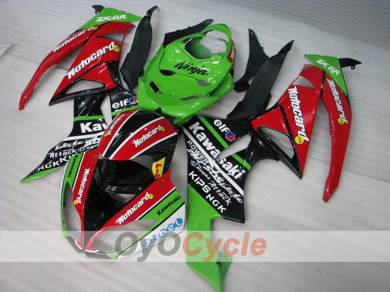 Kit de carénage à injection pour NINJA ZX-6R 09-12 - Rouge, Vert - Motocard #OYO87901991 Image principale du produit