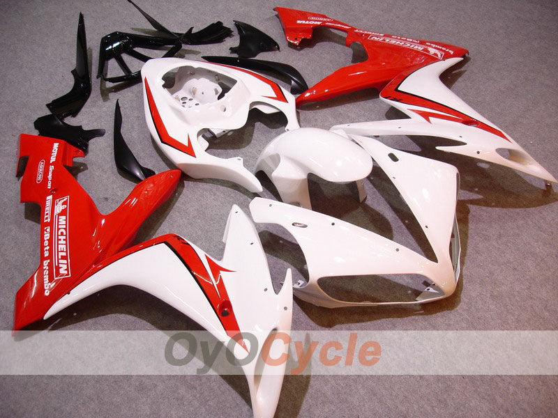 Kit de carénage moulé par injection pour YZF-R1 04-06 - Rouge, Blanc - Style usine, MICHELIN #OYO87900839