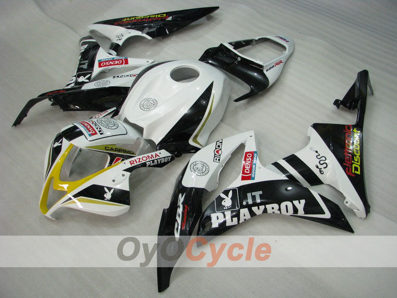 Kit de carénage injecté pour CBR600RR 07-08 - Blanc, Noir - PlayBoy #OYO87900421 Image principale du produit