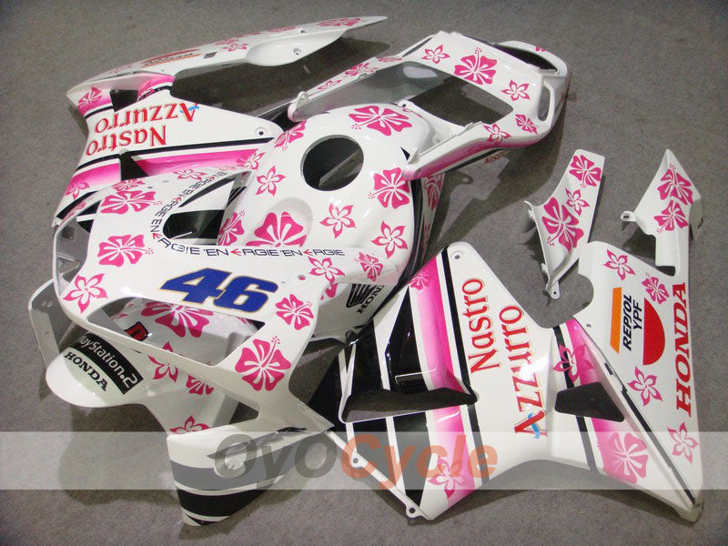 Kit de carénage injecté pour CBR600RR 03-04 - Blanc, rose - Nastro Azzurro #OYO87902546
