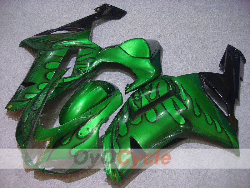 Kit de carénage à injection pour NINJA ZX-6R 07-08 - Vert, Noir - Flamme #OYO87901935