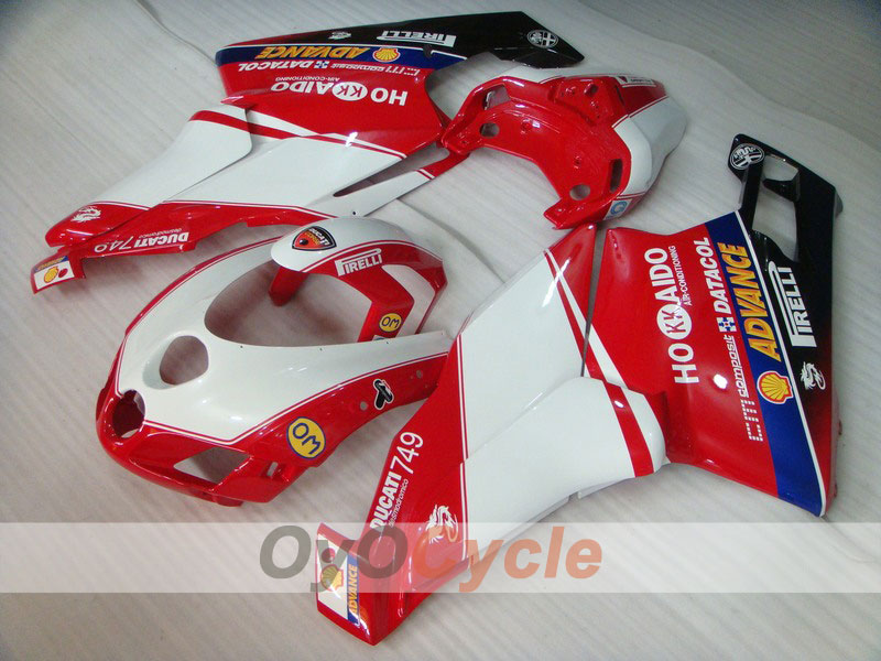 Kit de carénage à injection pour Ducati 749 05-06 - Rouge, Blanc - Xerox #OYO87902169