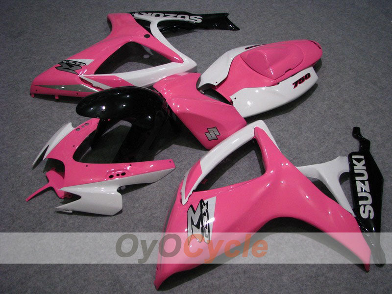 Kit de carénage à injection pour GSX R750 06-07 - Blanc, Rose - Style d’origine #OYO87901352