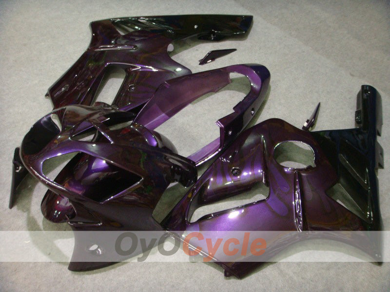 Kit de carénage injecté pour NINJA ZX-12R 02-05 - Violet, noir - Flammes #OYO87903095