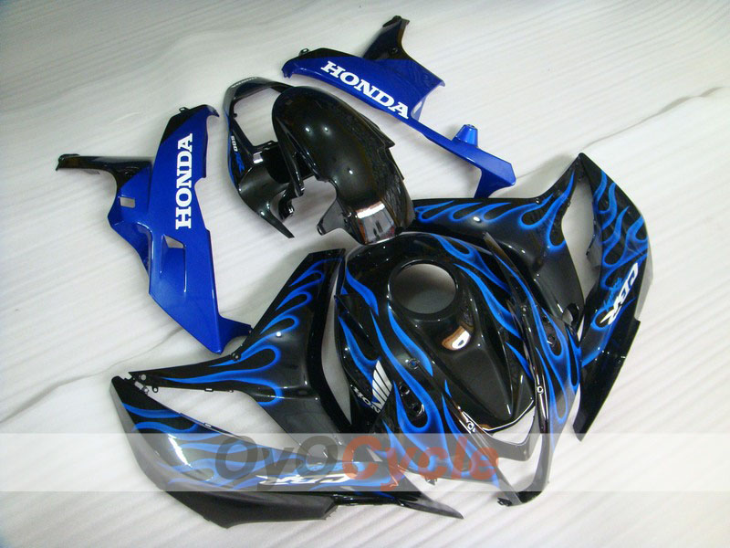 Kit de carénages à injection pour CBR600RR 07-08 - Bleu, noir - Flammes #OYO87900360 Image principale du produit