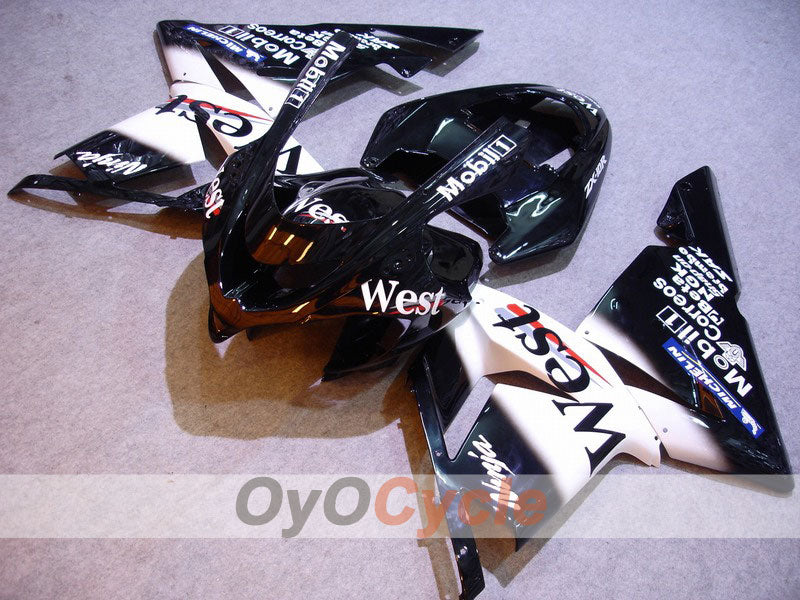 Kit de carénage injecté pour NINJA ZX-10R 04-05 - Blanc, noir - West #OYO87901565
