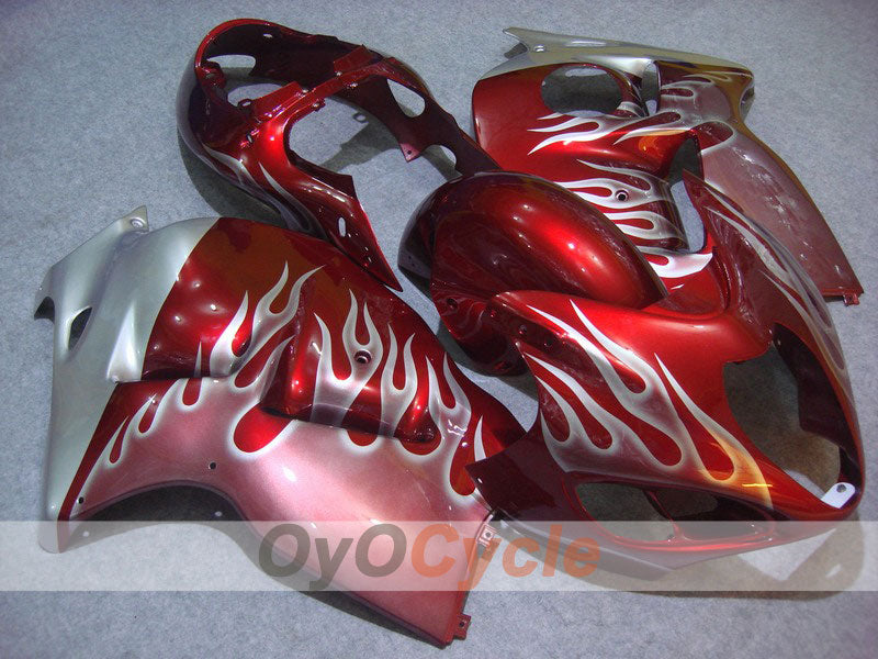 Kit de carénage à injection pour GSXR1300 Hayabusa 99-07 - Rouge, blanc - Flammes #OYO87902659 Image principale du produit