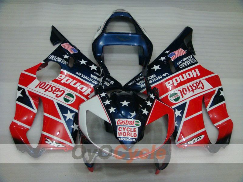 Kit de carénage à injection pour CBR600F4i 01-03 - Rouge, Bleu - Castrol, MICHELIN #OYO87900144