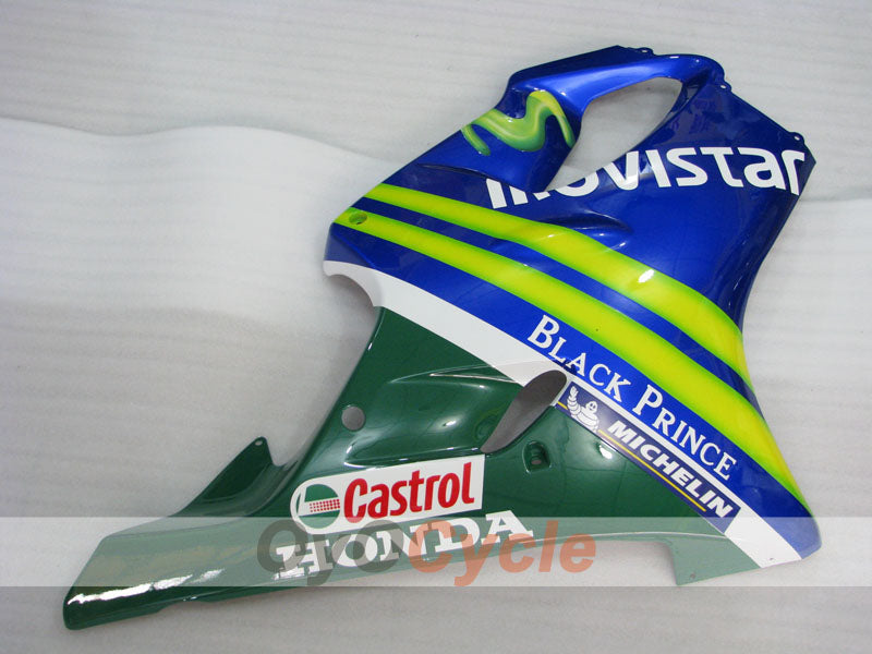 Kit de carénage à injection pour CBR600F4i 01-03 - Jaune, Bleu - Castrol #OYO87900162