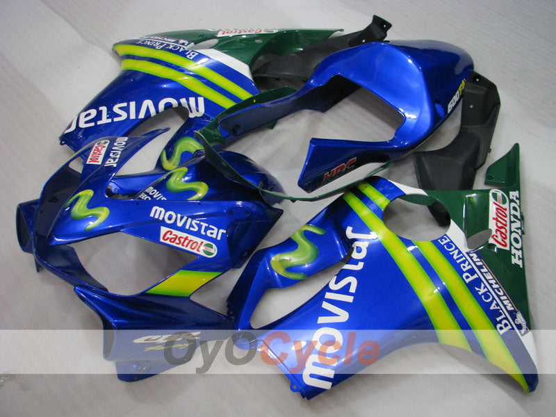 Kit de carénage à injection pour CBR600F4i 01-03 - Jaune, Bleu - Castrol #OYO87900162