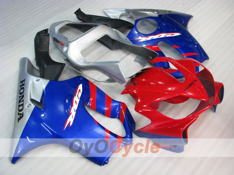 Kit de carénage injecté pour CBR600F4i 01-03 - Rouge, Bleu - Style d'origine #OYO87900174