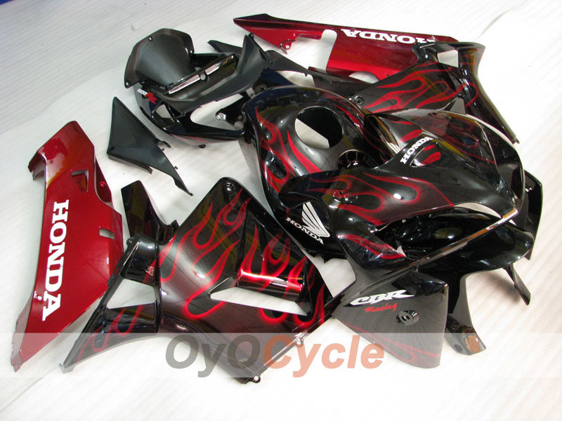 Kit de carénages à injection pour CBR600RR 05-06 - Rouge, Noir - Flamme #OYO87900243