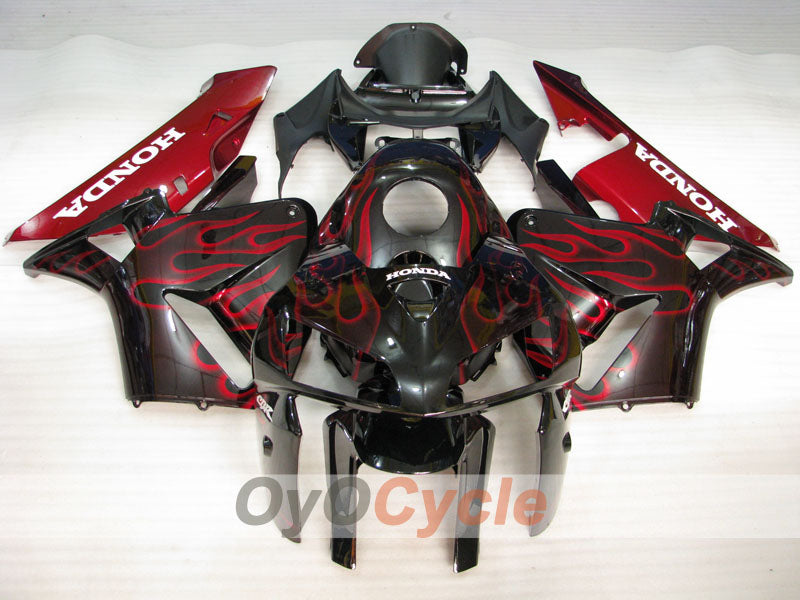 Kit de carénages à injection pour CBR600RR 05-06 - Rouge, Noir - Flamme #OYO87900243