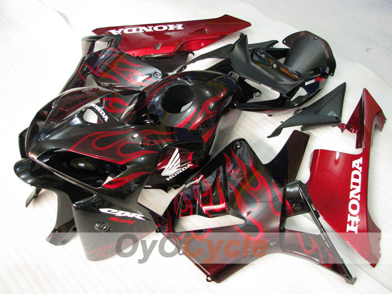 Kit de carénages à injection pour CBR600RR 05-06 - Rouge, Noir - Flamme #OYO87900243