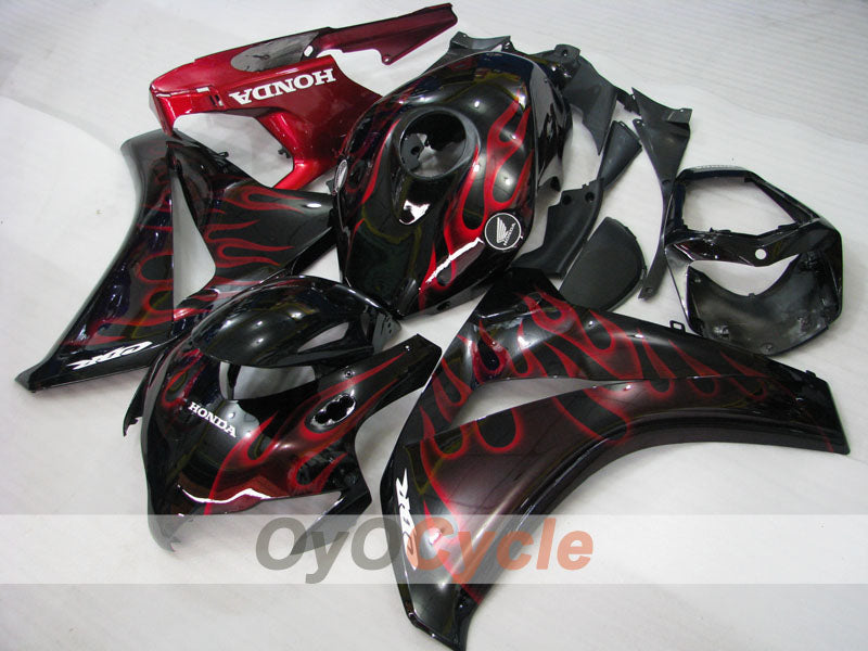 Kit de carénage injecté pour CBR1000RR 08-11 - Rouge, Noir - Flamme #OYO87900684