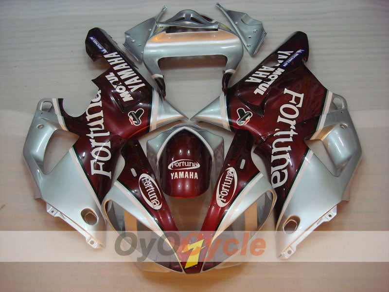 Kit de carénages injectés pour YZF-R1 00-01 - Rouge, argent - Fortuna #OYO87900769
