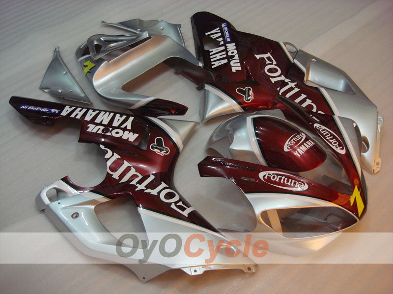 Kit de carénages injectés pour YZF-R1 00-01 - Rouge, argent - Fortuna #OYO87900769