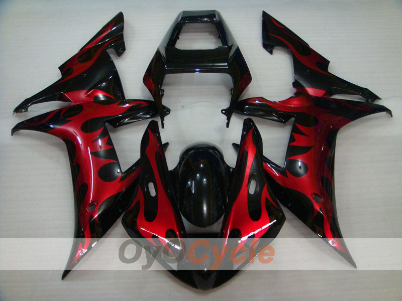 Kit de carénage à injection pour YZF-R1 02-03 - Rouge, noir - Flamme #OYO87900794