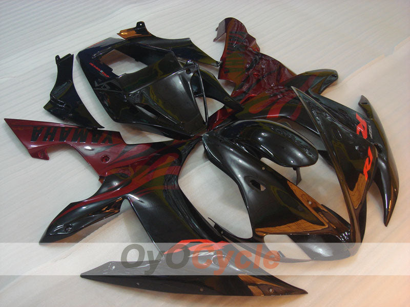 Kit de carénage à injection pour YZF-R1 02-03 - Rouge, noir - Flamme #OYO87900795