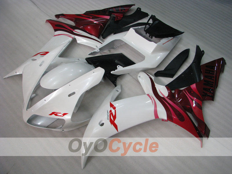 Kit de carénage à injection pour YZF-R1 02-03 - Rouge, blanc - Flamme #OYO87900808
