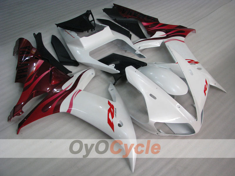 Kit de carénage à injection pour YZF-R1 02-03 - Rouge, blanc - Flamme #OYO87900808
