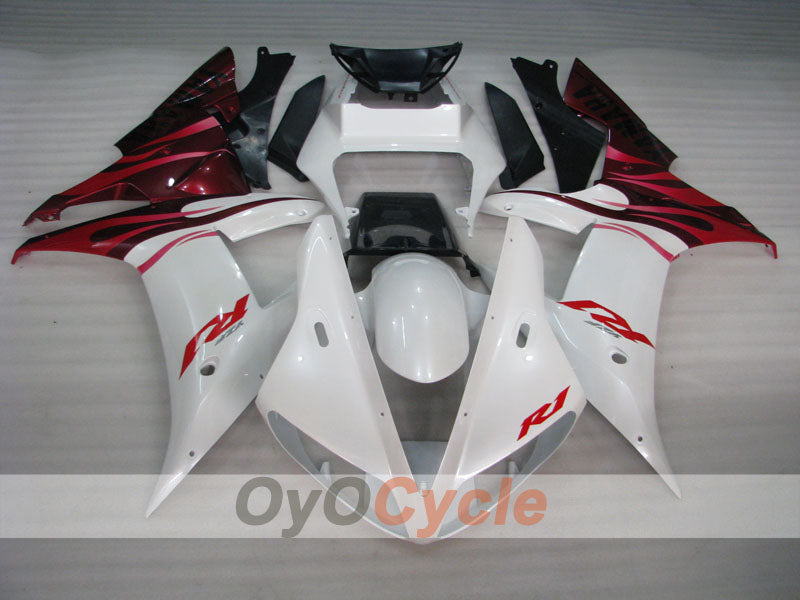 Kit de carénage à injection pour YZF-R1 02-03 - Rouge, blanc - Flamme #OYO87900808
