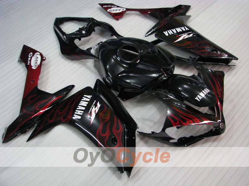 Kit de carénage injecté pour YZF-R1 07-08 - Rouge, Noir - Flamme #OYO87900860