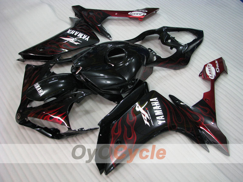 Kit de carénage injecté pour YZF-R1 07-08 - Rouge, Noir - Flamme #OYO87900860