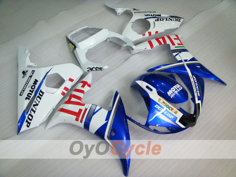 Kit de carénages d'injection pour YZF-R6 05 - Bleu, blanc - DUNLOP, FIAT, MOTUL #OYO87902647
