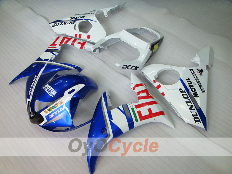 Kit de carénages d'injection pour YZF-R6 05 - Bleu, blanc - DUNLOP, FIAT, MOTUL #OYO87902647