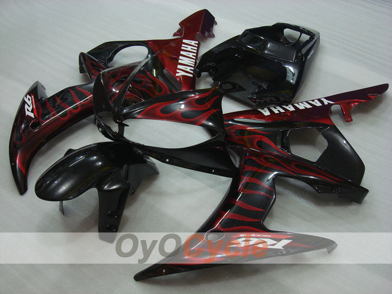 Kit de carénage à injection pour YZF-R6 05 - Rouge, Noir - Flamme #OYO87902638