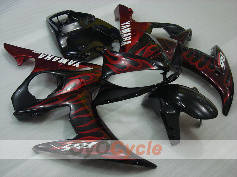 Kit de carénage à injection pour YZF-R6 05 - Rouge, Noir - Flamme #OYO87902638