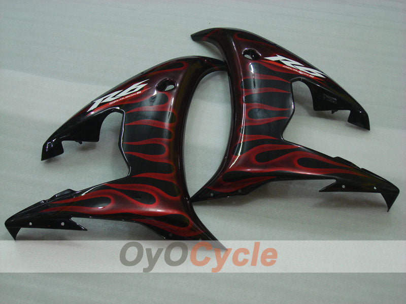 Kit de carénage à injection pour YZF-R6 05 - Rouge, Noir - Flamme #OYO87902638