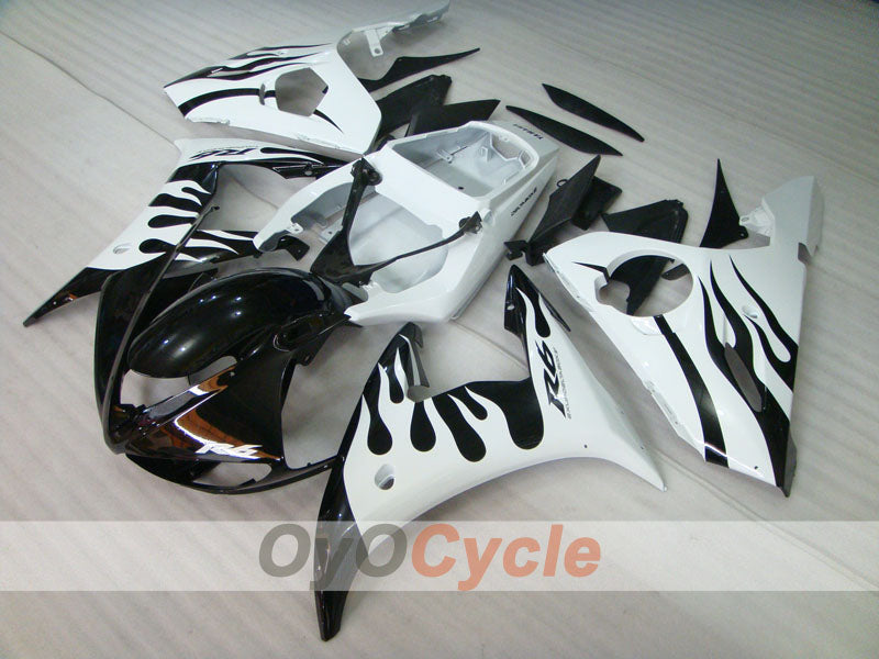Kit de carénage à injection pour YZF-R6 03-04 - Blanc, Noir - Flame #OYO87900909