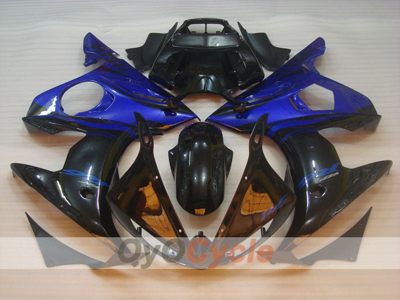 Kit de carénage à injection pour YZF-R6 03-04 - Bleu, Noir - Flame #OYO87900910