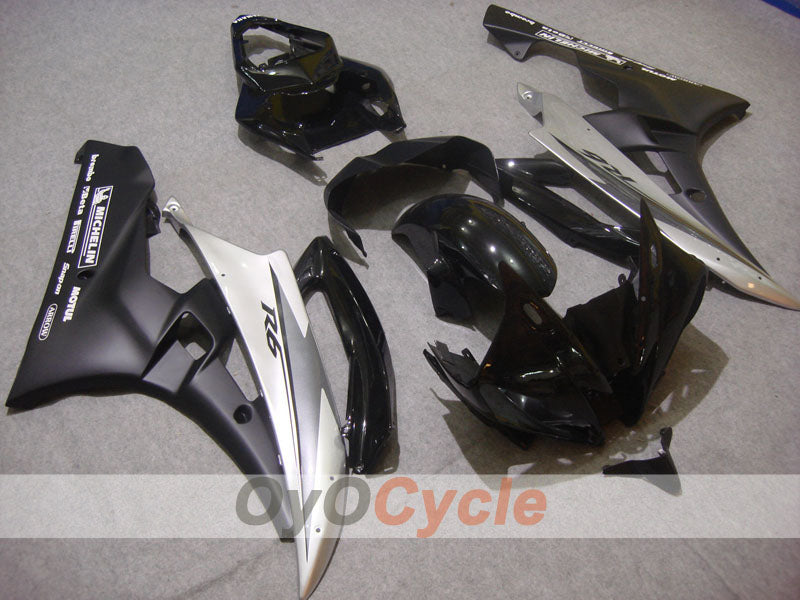 Kit de carénage injecté pour YZF-R6 06-07 - Noir, argenté, mat - Style usine #OYO87900946
