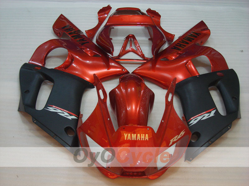 Kit de carénages injectés pour YZF-R6 98-02 - Orange, noir, mat - Style usine #OYO87901015