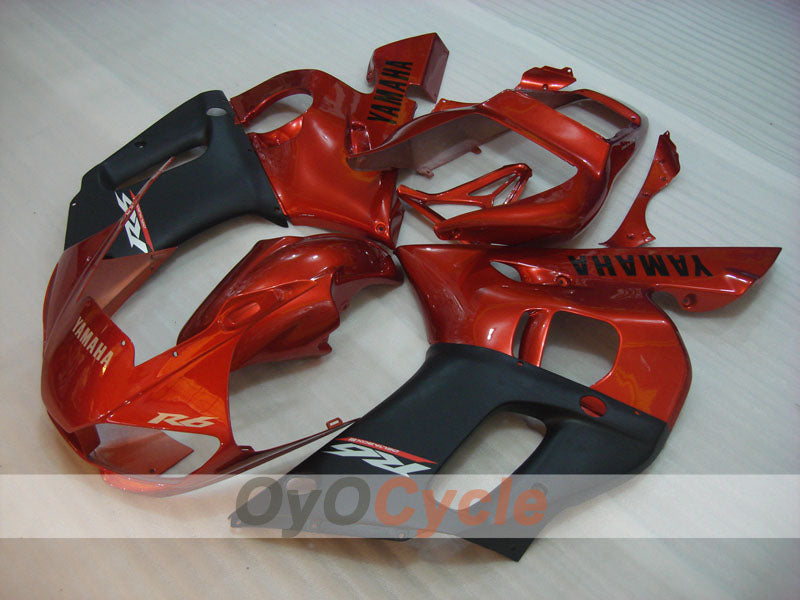 Kit de carénages injectés pour YZF-R6 98-02 - Orange, noir, mat - Style usine #OYO87901015