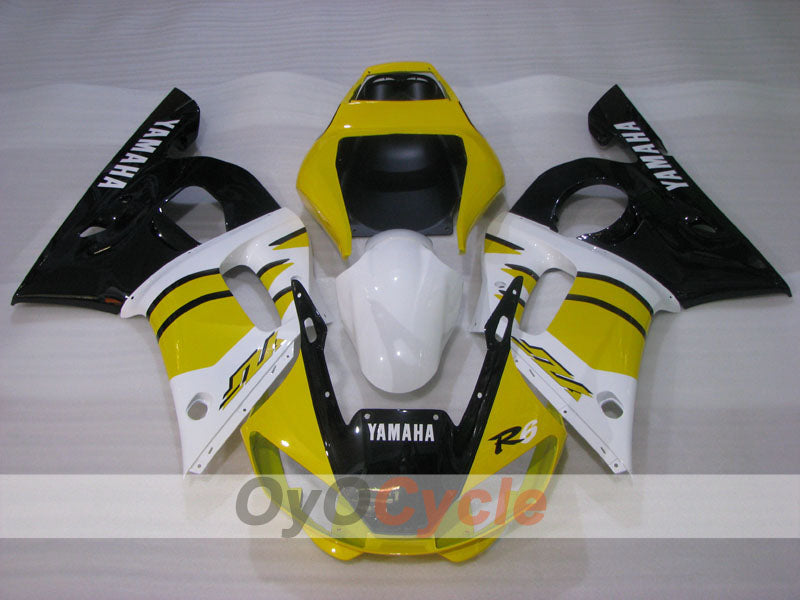 Kit de carénages injectés pour YZF-R6 98-02 - Jaune, blanc - Style usine #OYO87901020