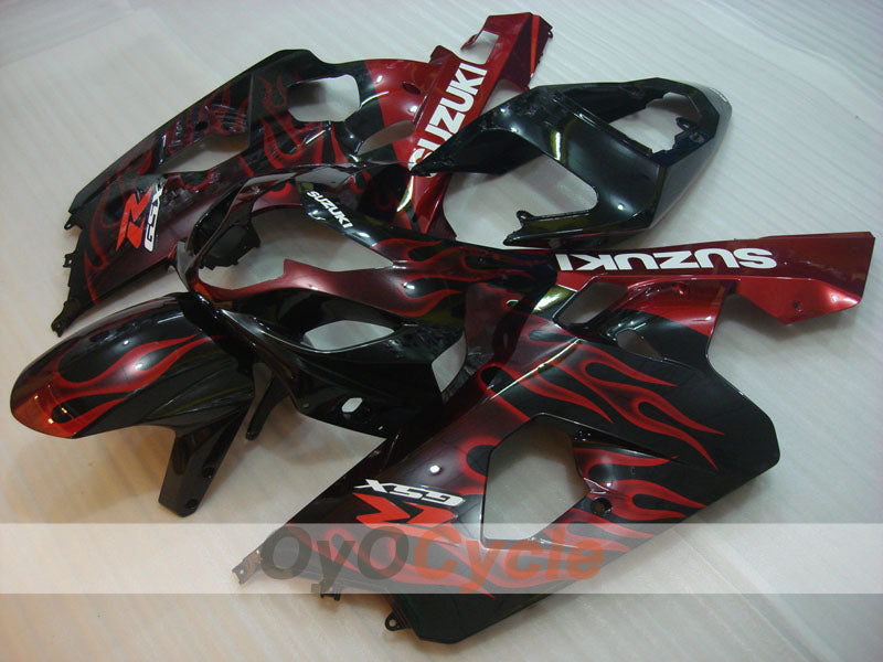 Kit de carénage à injection pour GSX R750 04-05 - Rouge, Noir - Flammes #OYO87901252