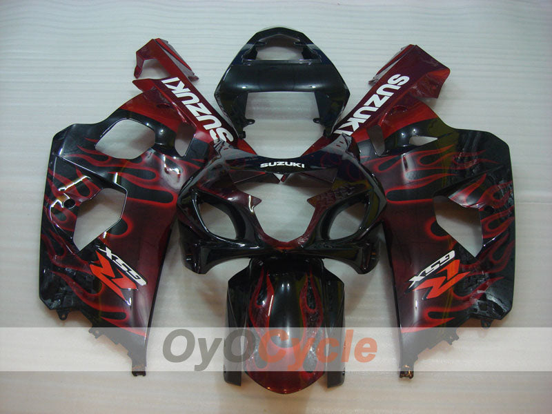 Kit de carénage à injection pour GSX R750 04-05 - Rouge, Noir - Flammes #OYO87901252
