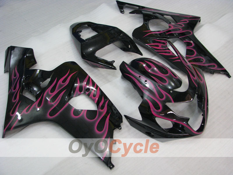 Kit de carénage à injection pour GSX R750 04-05 - Noir, Rose - Flammes #OYO87901253 Image principale du produit