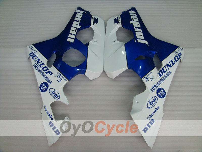 Kit de carénages en injection pour GSXR600 04-05 - Bleu, blanc - DUNLOP, Jordan, MOTUL #OYO87901195